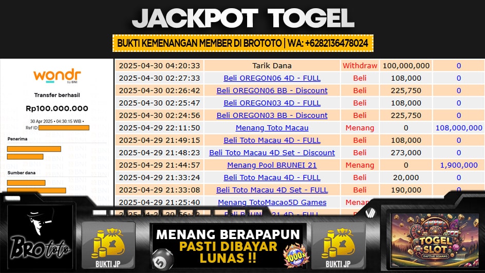 BROTOTO | JP TOGEL 100 JUTA | MENANG PASTI DIBAYAR
