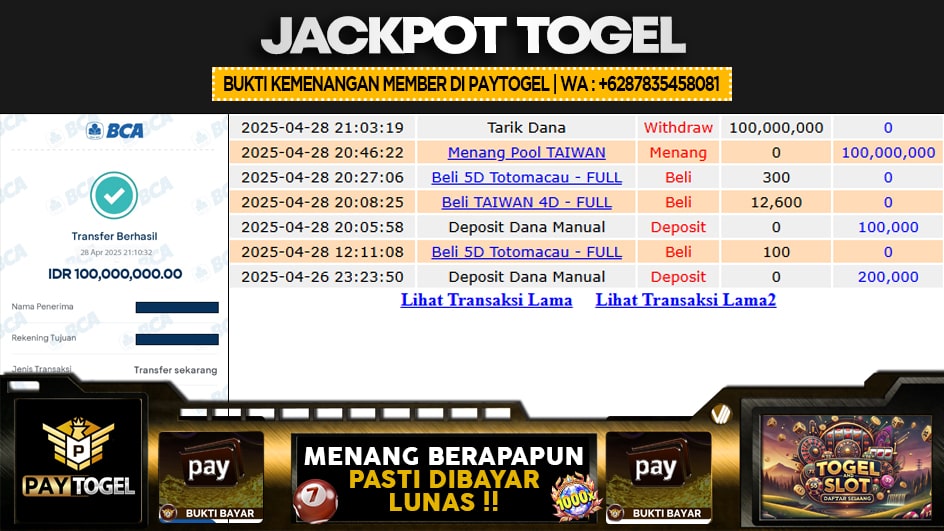 PAYTOGEL | JP TOGEL 100 JUTA | MENANG PASTI DIBAYAR
