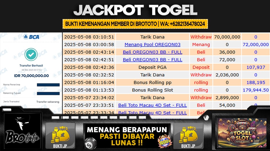 BROTOTO | JP TOGEL 70 JUTA | MENANG PASTI DIBAYAR