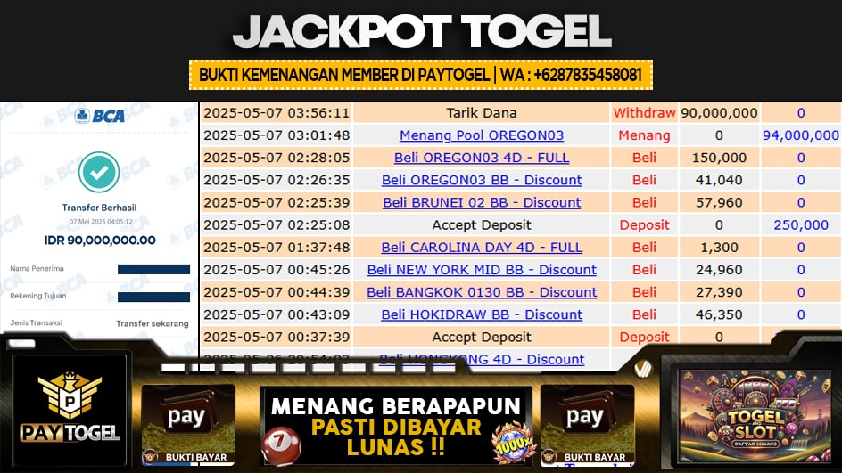 PAYTOGEL | JP TOGEL 90 JUTA | MENANG PASTI DIBAYAR