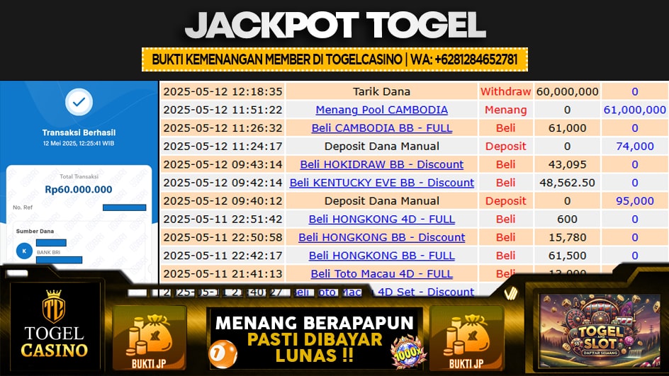 TOGELCASINO | JP TOGEL 61 JUTA | MENANG PASTI DIBAYAR