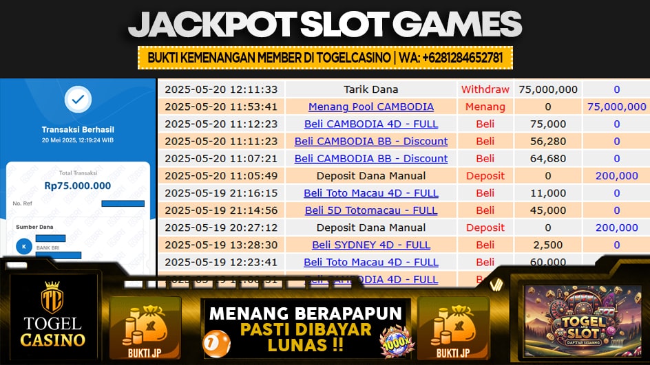 TOGELCASINO | JP TOGEL 75 JUTA | MENANG PASTI DIBAYAR