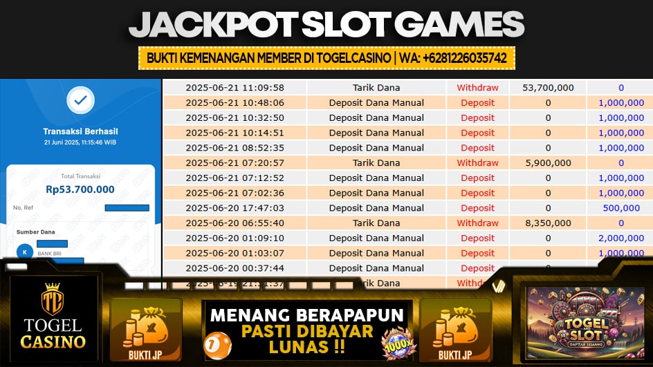 TOGELCASINO | JP SLOT 53 JUTA | MENANG PASTI DIBAYAR