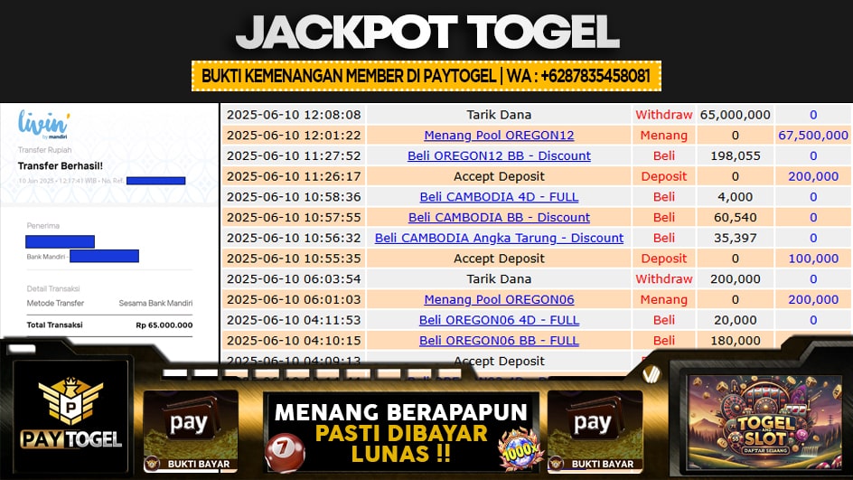 PAYTOGEL | JP TOGEL 67 JUTA | MENANG PASTI DIBAYAR