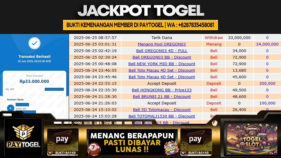 PAYTOGEL | JP TOGEL 34 JUTA | MENANG PASTI DIBAYAR