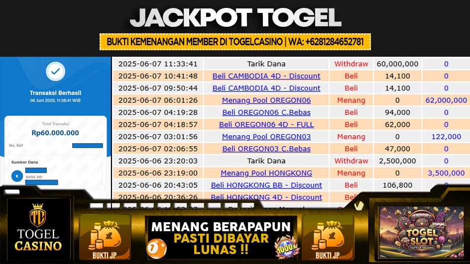 TOGELCASINO | JP TOGEL 62 JUTA | MENANG PASTI DIBAYAR