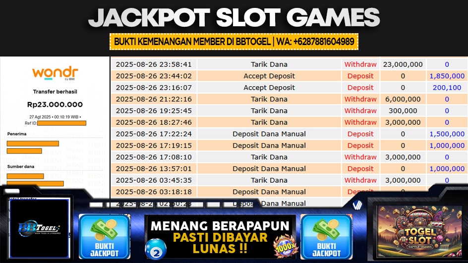 BBTOGEL | JP SLOT 23 JUTA | MENANG PASTI DIBAYAR