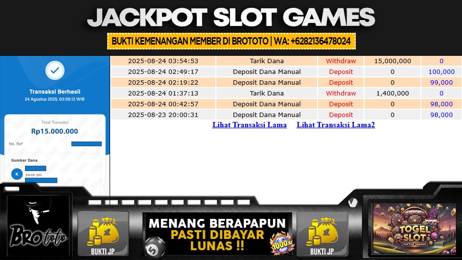 BROTOTO | JP SLOT 15 JUTA | MENANG PASTI DIBAYAR