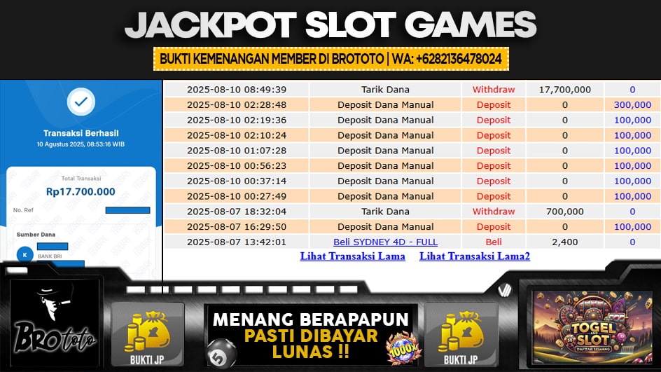 BROTOTO | JP SLOT 17 JUTA | MENANG PASTI DIBAYAR