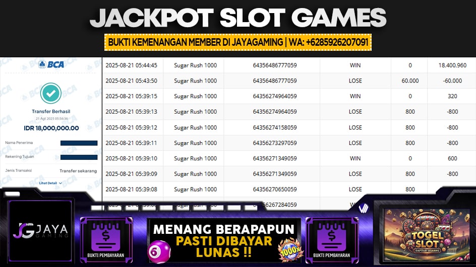 JAYAGAMING | JP SLOT 18 JUTA | MENANG PASTI DIBAYAR