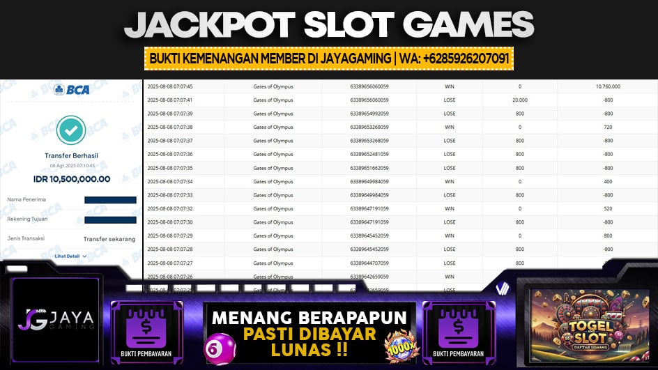 JAYAGAMING | JP SLOT 10 JUTA | MENANG PASTI DIBAYAR