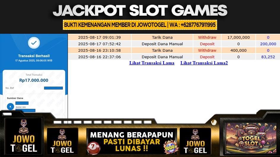 JOWOTOGEL | JP SLOT 17 JUTA | MENANG PASTI DIBAYAR