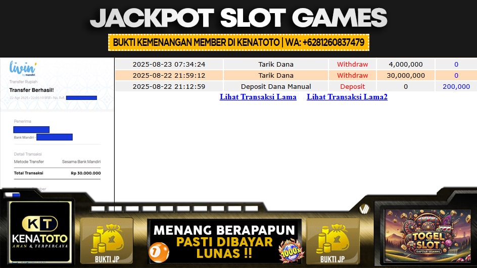 KENATOTO | JP SLOT 30 JUTA | MENANG PASTI DIBAYAR