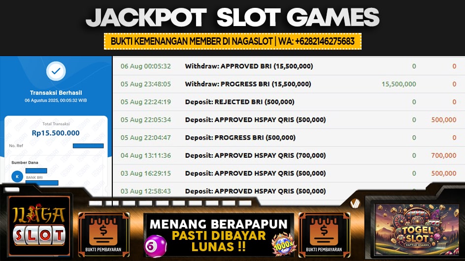 NAGASLOT | JP SLOT 15 JUTA | MENANG PASTI DIBAYAR