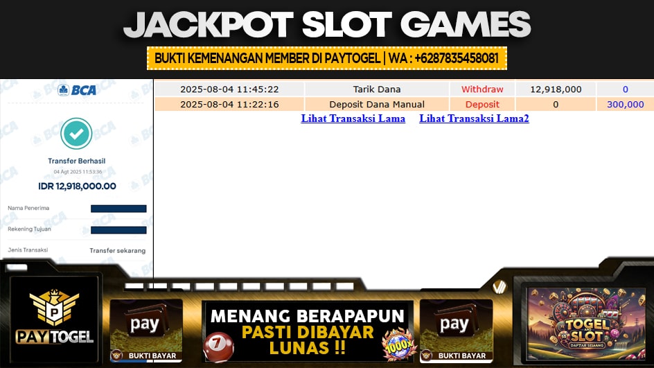 PAYTOGEL | JP SLOT 12 JUTA | MENANG PASTI DIBAYAR