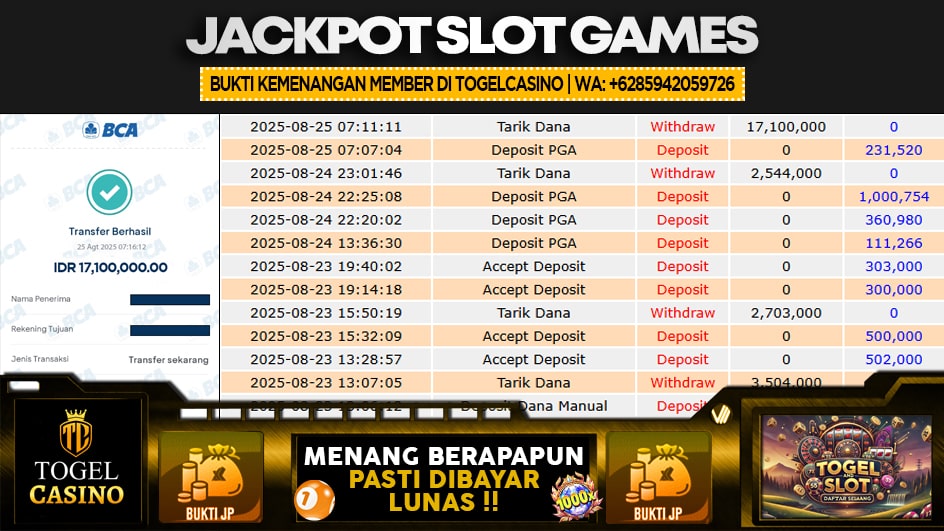 TOGELCASINO | JP SLOT 17 JUTA | MENANG PASTI DIBAYAR