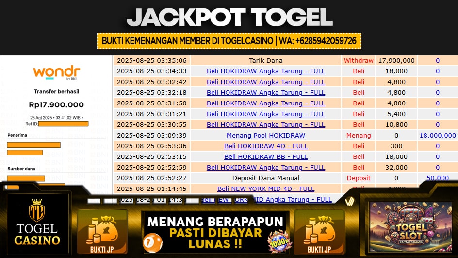 TOGELCASINO | JP TOGEL 18 JUTA | MENANG PASTI DIBAYAR