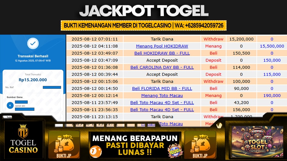 TOGELCASINO | JP TOGEL 15 JUTA | MENANG PASTI DIBAYAR