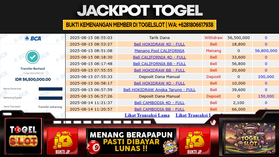 TOGELSLOT | JP TOGEL 56 JUTA | MENANG PASTI DIBAYAR