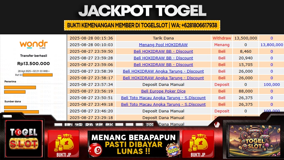 TOGELSLOT | JP TOGEL 13 JUTA | MENANG PASTI DIBAYAR