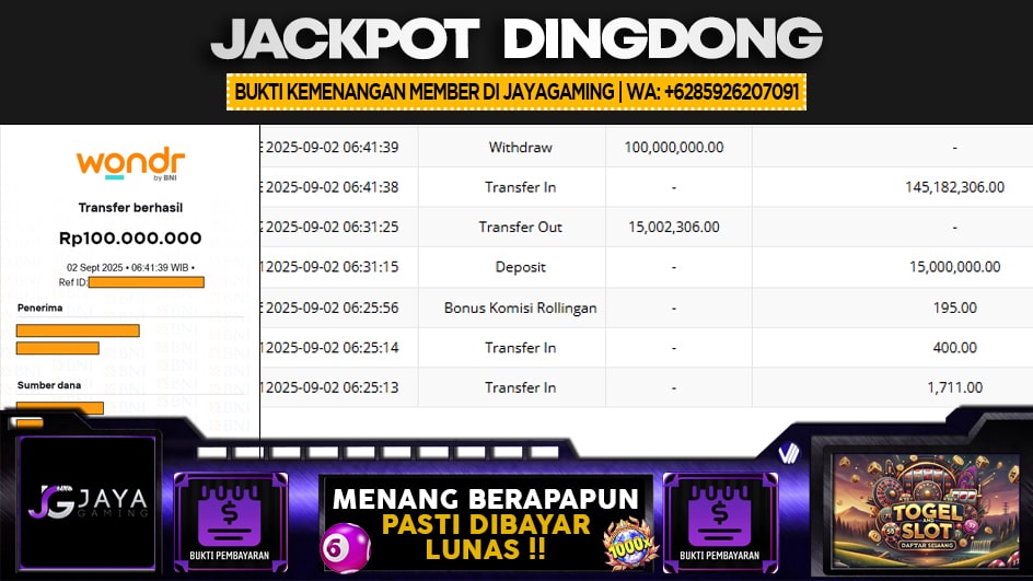 JAYAGAMING | JP DINGDONG 100 JUTA | MENANG PASTI DIBAYAR