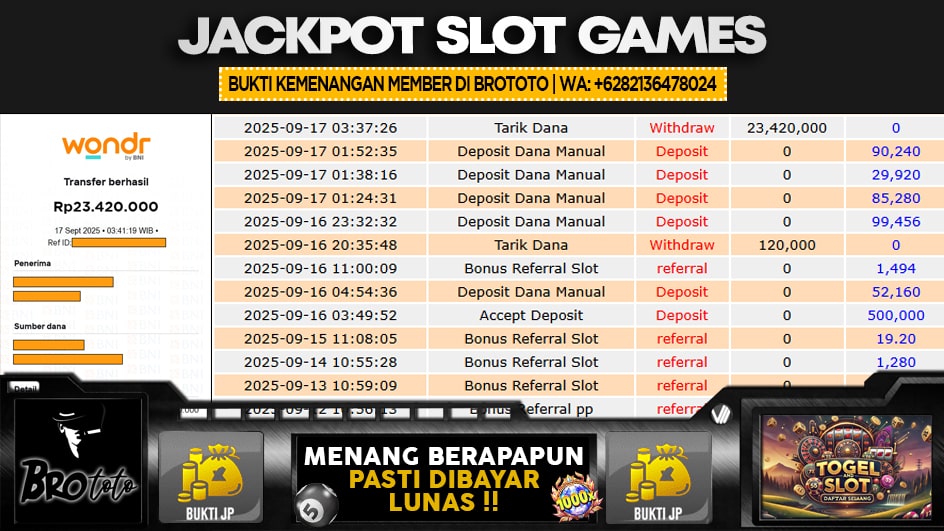 BROTOTO | JP SLOT 23 JUTA | MENANG PASTI DIBAYAR