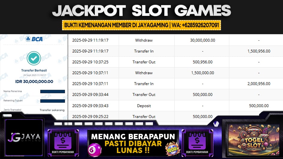 JAYAGAMING | JP SLOT 30 JUTA | MENANG PASTI DIBAYAR