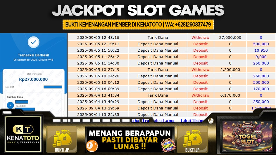 KENATOTO | JP SLOT 27 JUTA | MENANG PASTI DIBAYAR