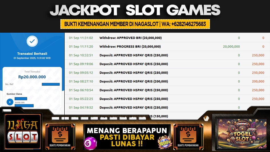 NAGASLOT | JP SLOT 20 JUTA | MENANG PASTI DIBAYAR