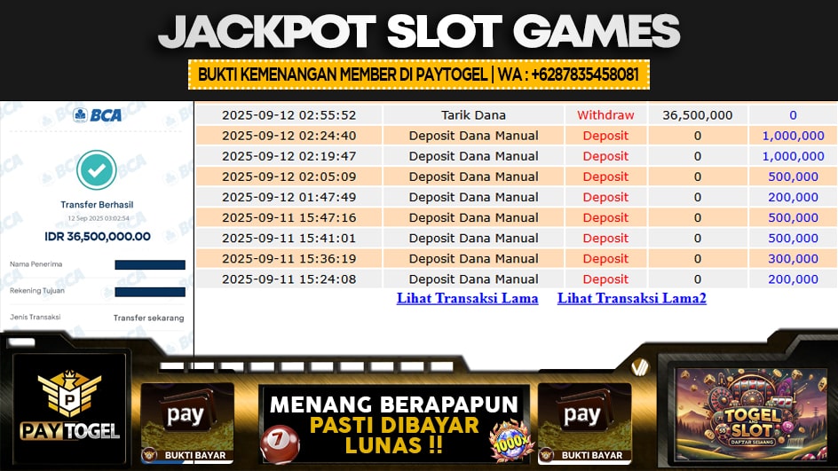 PAYTOGEL | JP SLOT 36 JUTA | MENANG PASTI DIBAYAR