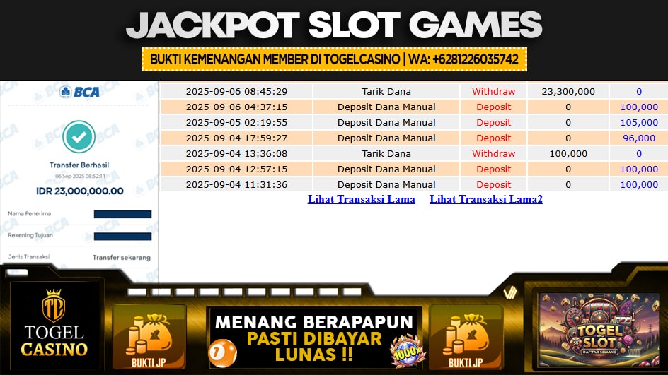 TOGELCASINO | JP SLOT 23 JUTA | MENANG PASTI DIBAYAR