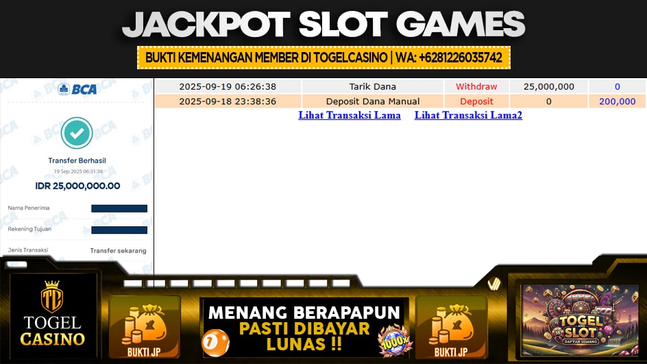 TOGELCASINO | JP SLOT 25 JUTA | MENANG PASTI DIBAYAR