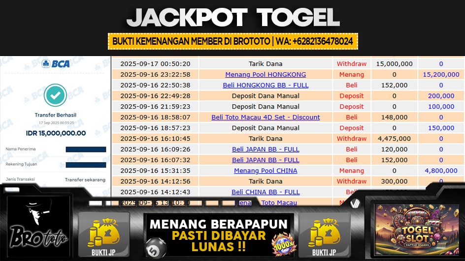 BROTOTO | JP TOGEL 15 JUTA | MENANG PASTI DIBAYAR