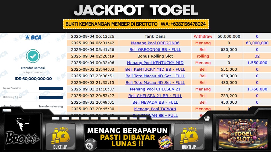 BROTOTO | JP TOGEL 60 JUTA | MENANG PASTI DIBAYAR