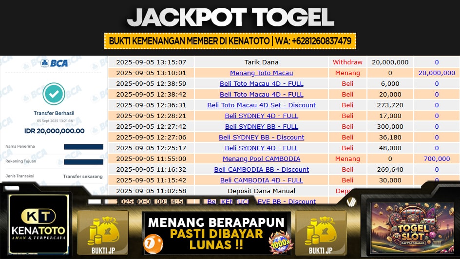 KENATOTO | JP TOGEL 20 JUTA | MENANG PASTI DIBAYAR