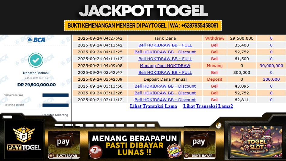 PAYTOGEL | JP TOGEL 30 JUTA | MENANG PASTI DIBAYAR