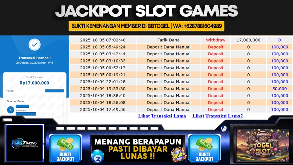 BBTOGEL | JP SLOT 17 JUTA | MENANG PASTI DIBAYAR