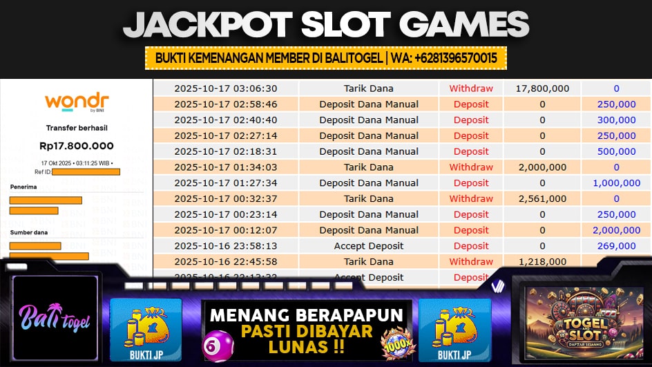 BALITOGEL | JP SLOT 17 JUTA | MENANG PASTI DIBAYAR