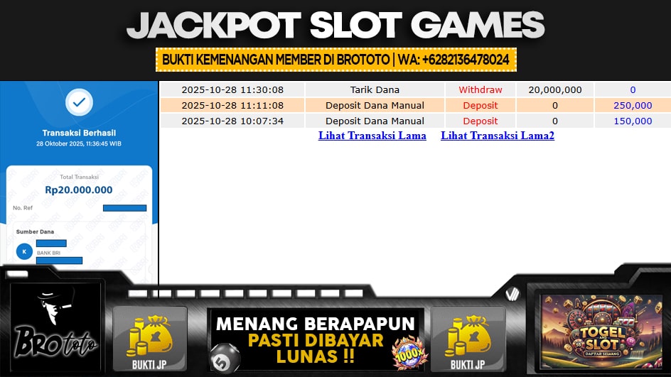 BROTOTO | JP SLOT 20 JUTA | MENANG PASTI DIBAYAR
