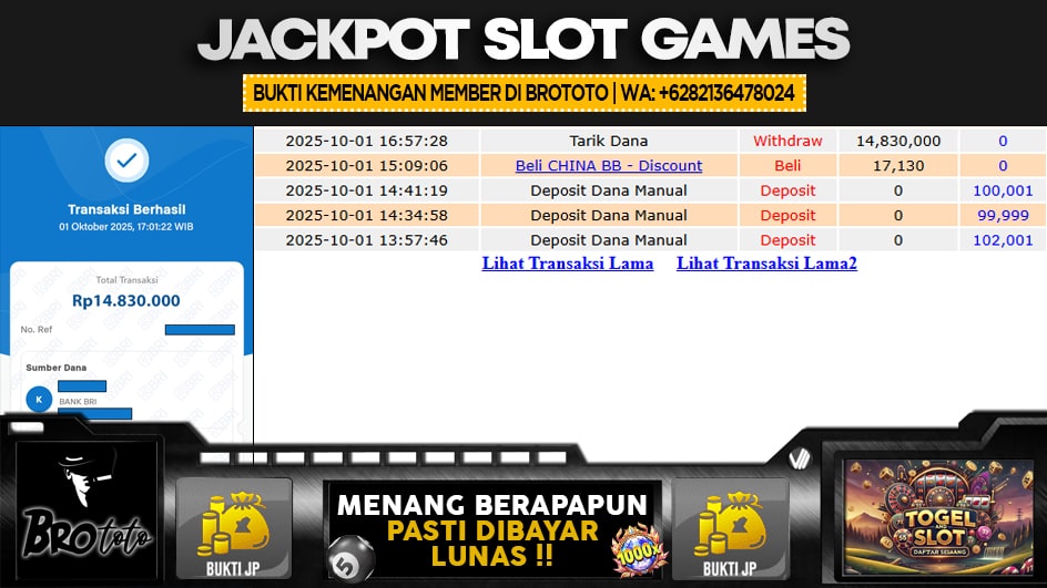 BROTOTO | JP SLOT 14 JUTA | MENANG PASTI DIBAYAR