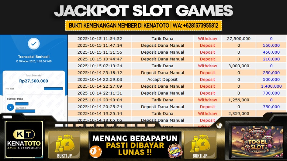 KENATOTO | JP SLOT 27 JUTA | MENANG PASTI DIBAYAR