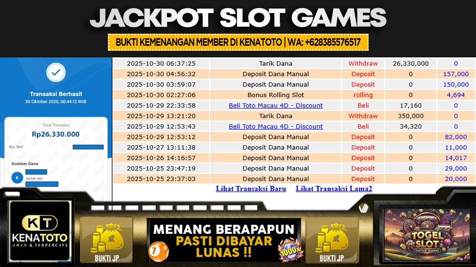 KENATOTO | JP SLOT 26 JUTA | MENANG PASTI DIBAYAR