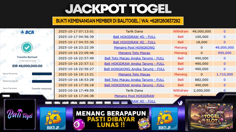 BALITOGEL | JP TOGEL 49 JUTA | MENANG PASTI DIBAYAR