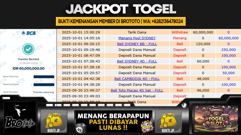 BROTOTO | JP TOGEL 60 JUTA | MENANG PASTI DIBAYAR
