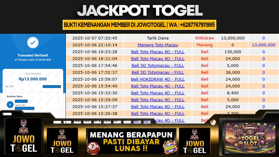 JOWOTOGEL | JP TOGEL 13 JUTA | MENANG PASTI DIBAYAR