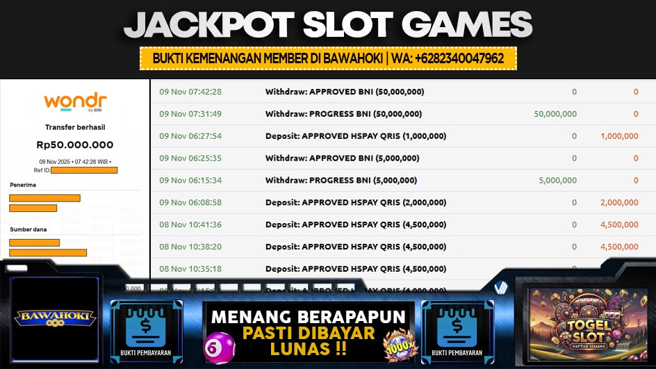 BAWAHOKI | JP SLOT 50 JUTA | MENANG PASTI DIBAYAR