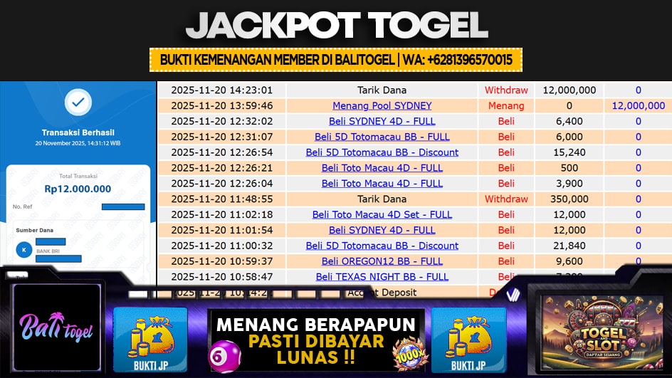BALITOGEL | JP TOGEL 12 JUTA | MENANG PASTI DIBAYAR