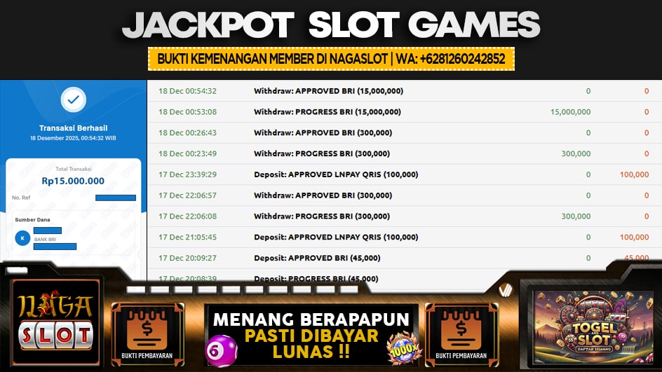 NAGASLOT | JP SLOT 15 JUTA | MENANG PASTI DIBAYAR