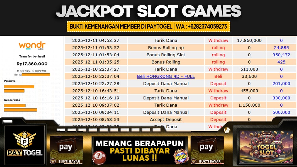 PAYTOGEL | JP SLOT 17 JUTA | MENANG PASTI DIBAYAR