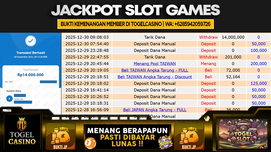 TOGELCASINO | JP SLOT 14 JUTA | MENANG PASTI DIBAYAR